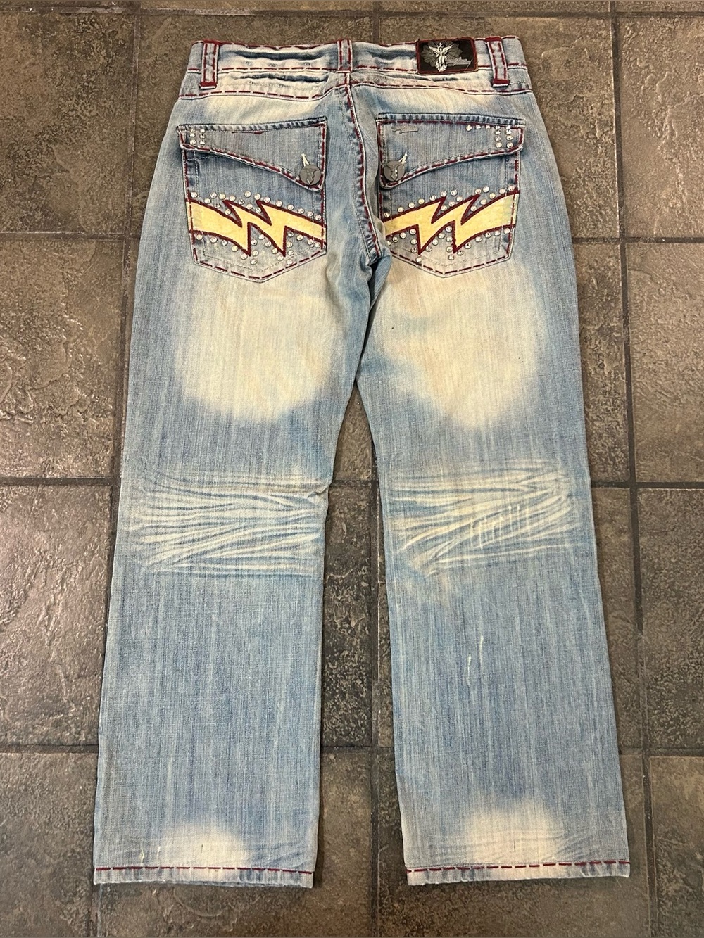 Vintage Y2K Miskeen Jeans Size 34 Blue Denim Thunderbolts